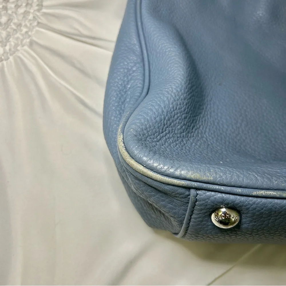 Michael Kors Blue Multi-Compartment Double Strap Shoulder Bag with Chain Accents